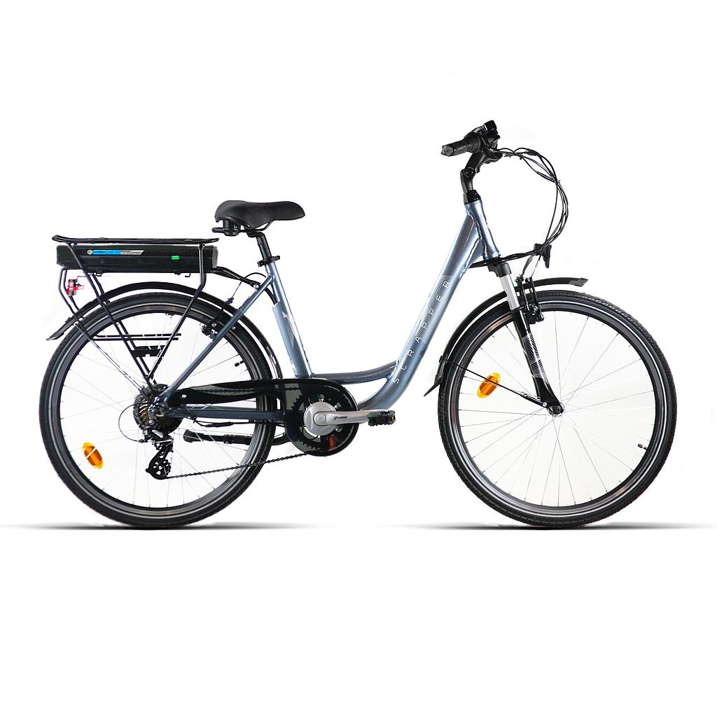 Bicicleta eléctrica urbana Prowen CTB 26 pulgadas azul con cuadro de aluminio
