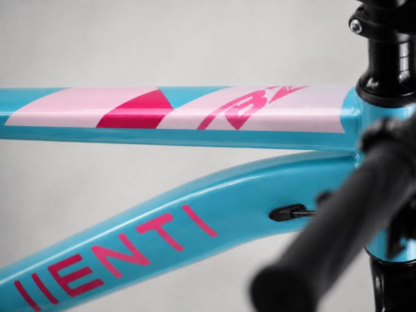Detalle del cuadro de la bicicleta infantil de 24 pulgadas azul turquesa JL Wenti