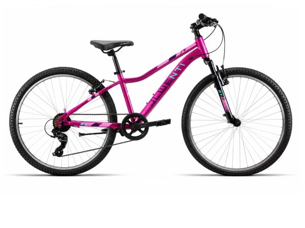 Bicicleta infantil de 24 pulgadas rosa JL Wenti con suspensión delantera y cambio Shimano 7 velocidades