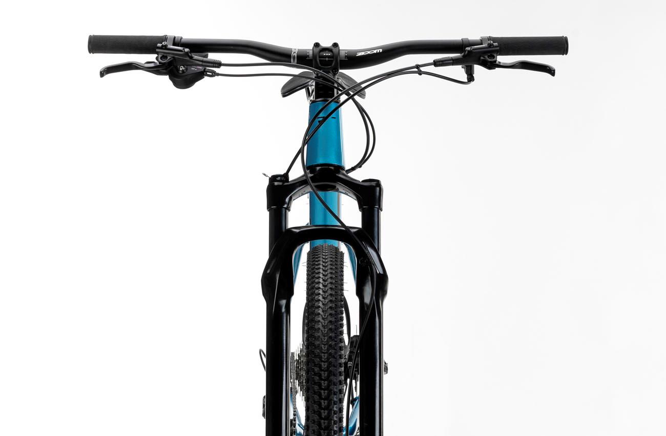 Vista frontal de la Conor WRC Team 29 con horquilla Rock Shox Judy Silver TK de 100 mm
