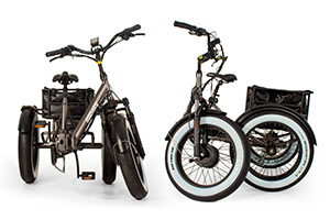 Triciclo eléctrico plegable Dune 4 con el cuadro plegado para guardarlo