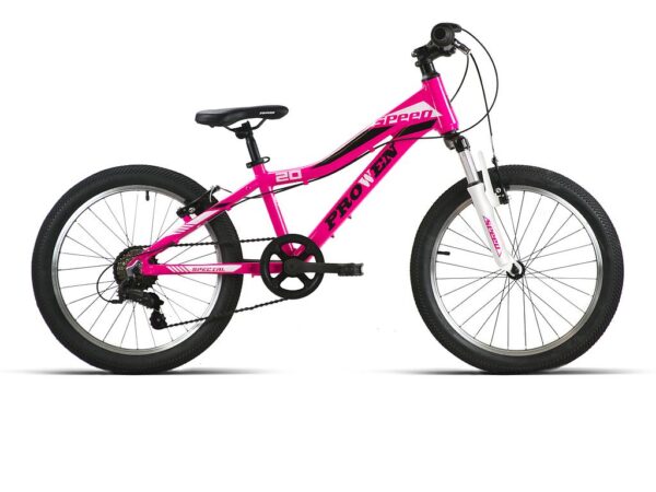 Bicicleta infantil de 20 pulgadas de aluminio con suspensión delantera y 6 velocidades en rosa