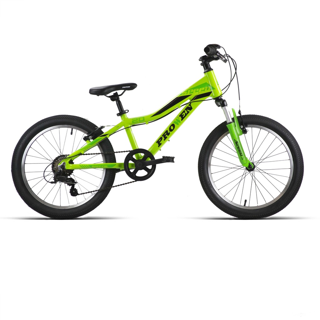 Bicicleta infantil de 20 pulgadas de aluminio con suspensión delantera y 6 velocidades en verde