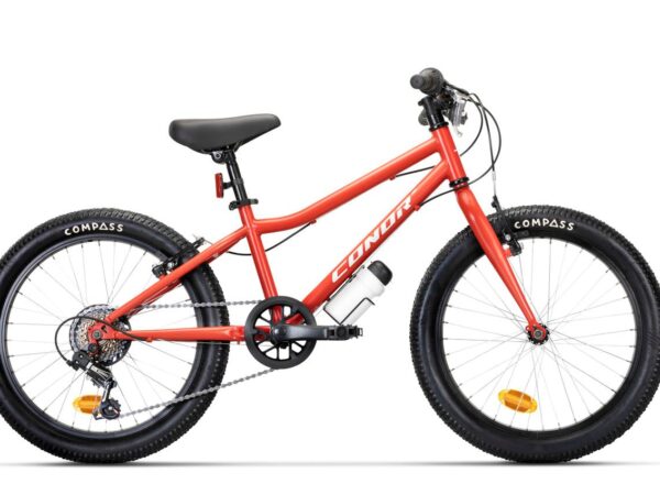 Bicicleta infantil de 20 pulgadas Conor KID 20 en rojo con cambio Shimano de 6 velocidades, vista lateral