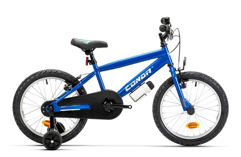 Bicicleta infantil Conor KID 18 pulgadas azul con ruedines, vista lateral