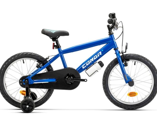 Bicicleta infantil Conor KID 18 pulgadas azul con ruedines, vista lateral