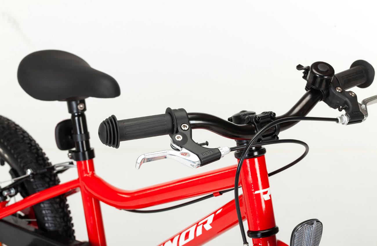 Manillar, timbre y manetas de freno de medida infantil de la bicicleta Conor KID 16 pulgadas roja