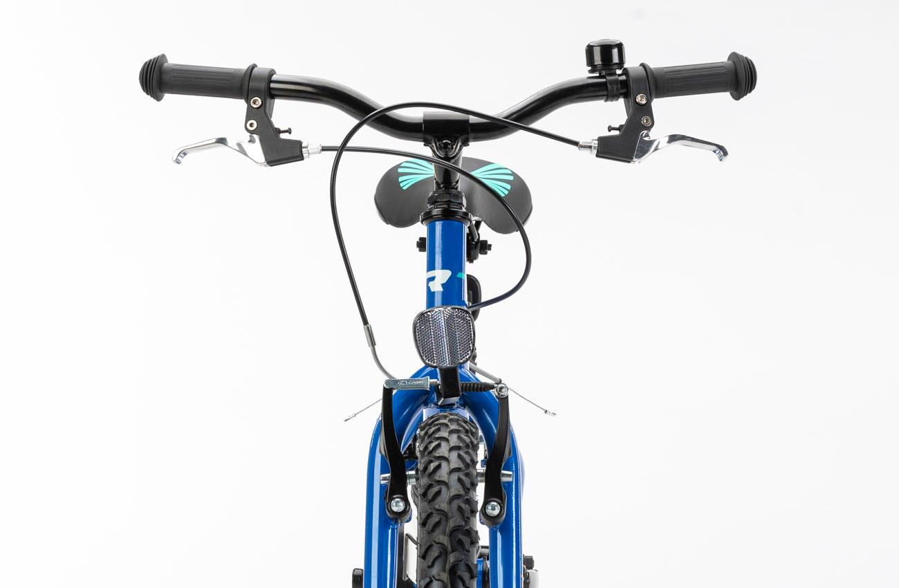 Manillar con timbre y manetas de freno de la bicicleta infantil Conor KID 18 pulgadas azul, vista frontal