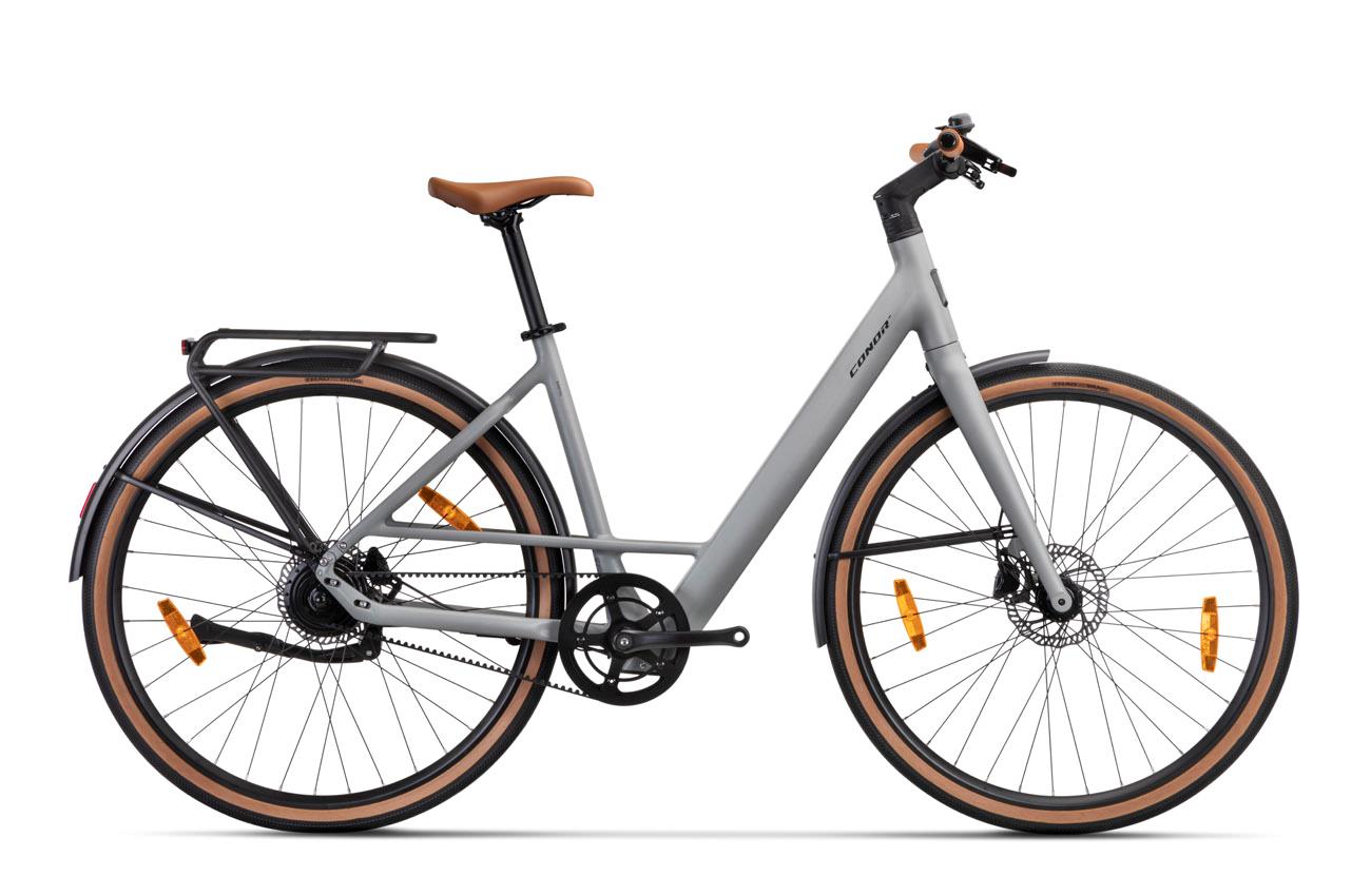 Conor NANTES, bicicleta eléctrica urbana de cuadro bajo en gris