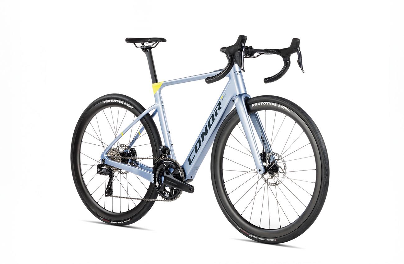 Bicicleta electrica de carretera Conor WRC E-Volcano Ultegra Di2 de carbono en color gris