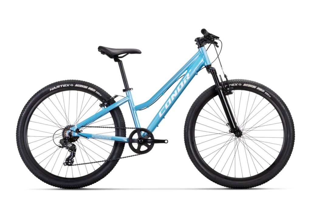 Bicicleta infantil Conor Junior 26 pulgadas mixta en azul claro, cuadro bajo de aluminio y 7 velocidades