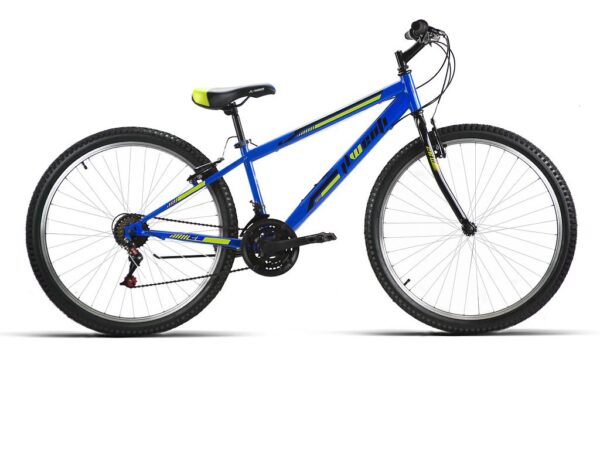 Bicicleta infantil de 24 pulgadas azul con triple plato y 18 velocidades, horquilla rígida y cubiertas de tacos